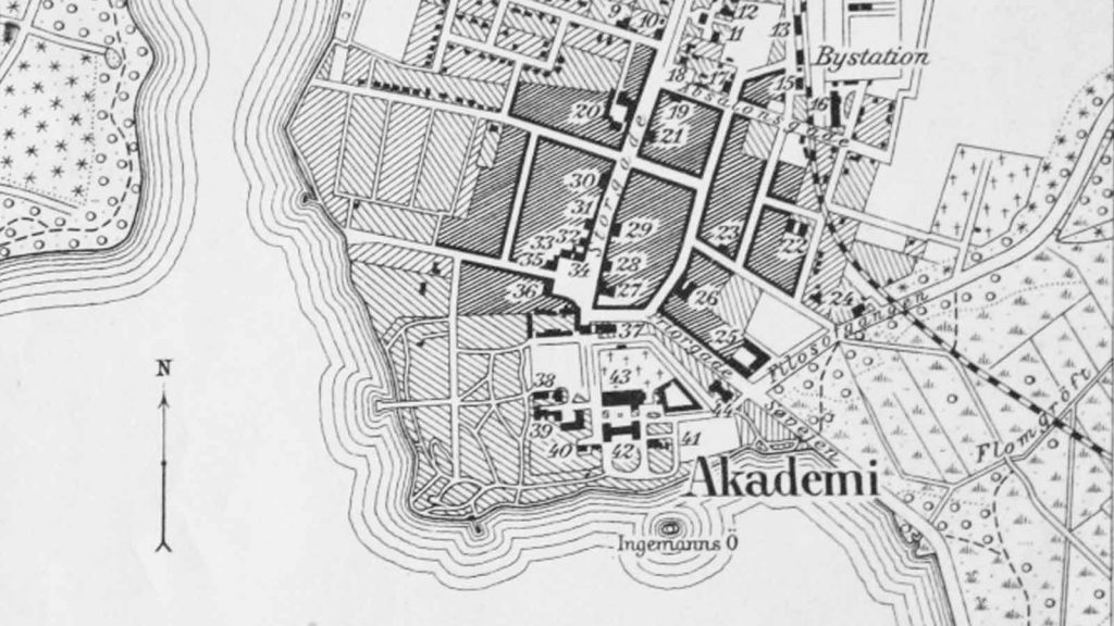 Udsnit af bykort over Sorø 1921